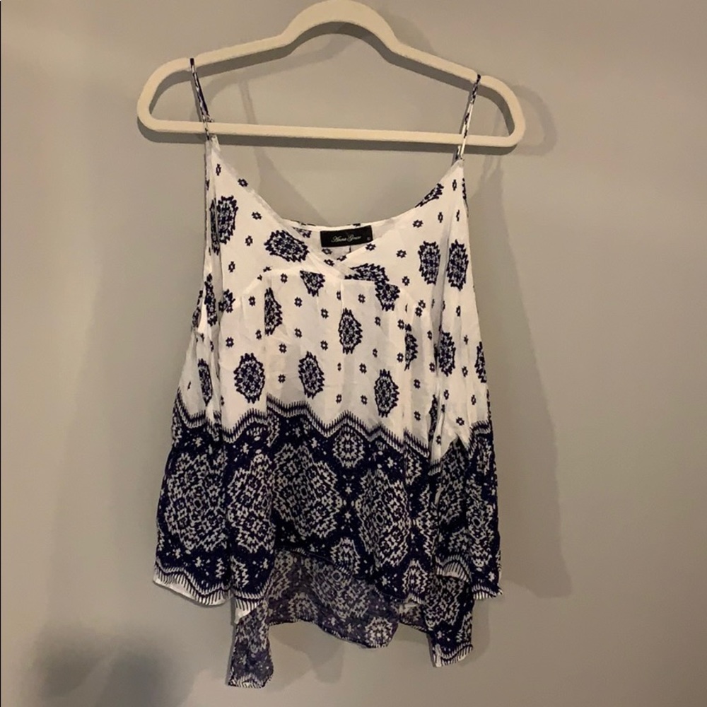 Blue & white off the shoulder blouse